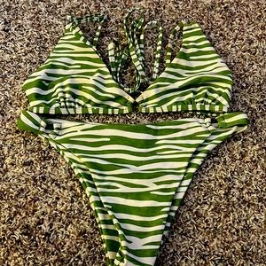 Cute green white printed bikini. Size medium from SHEIN.